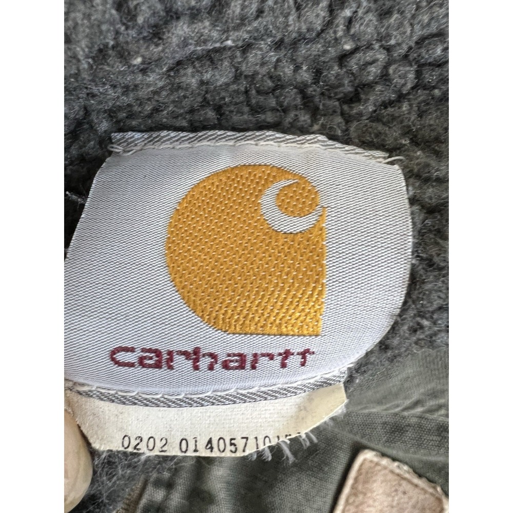 Vtg Carhartt Vest Men's Moss Green Duck Canvas Sherpa Lined Y2K - Picture 4 of 14